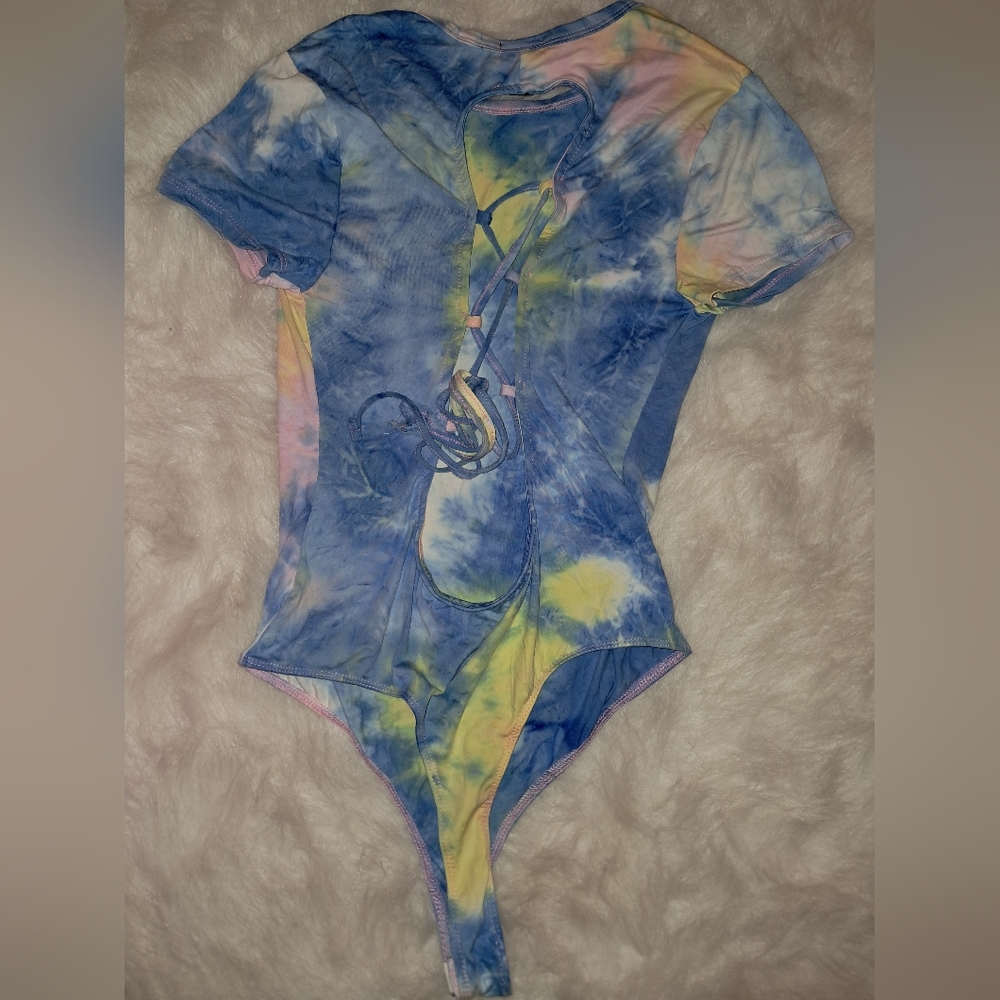 Tie Dye Open Back Laced Bodysuit